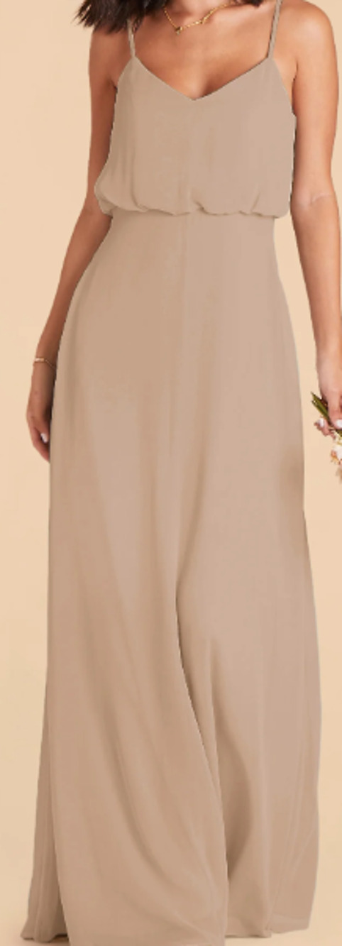 BIRDY GREY XS Taupe Spaghetti Straps V-Neck Formal Gwennie Maxi Dress NWT 0B9